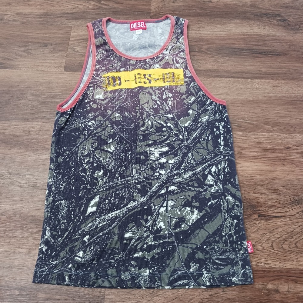 Diesel T-Lifty Camo Ribbed Men's Tank‎ Top Size Medium Y2K Camou Retro